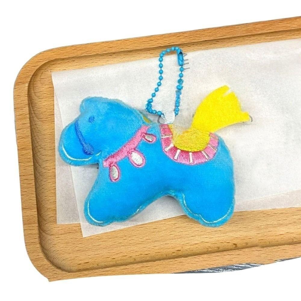 

Stuffed Animal Horse Year Key Ring Cute Design Pony Plush Pendant Keychain Accessory StyleA Blue