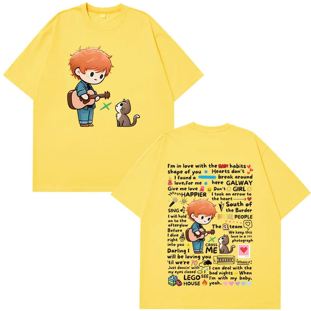 Vintage Tshirt Ed Sheeran European Tour 2025 Graffiti Pattern T Shirt Unisex Unisex Cotton Short Sleeve Oversized Fashion Tshirts