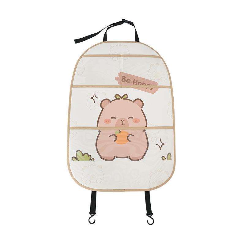 Capybara Car Storage Bag: Anti-Dirty, Anti-Kick, Cartoon Leather Trash Can