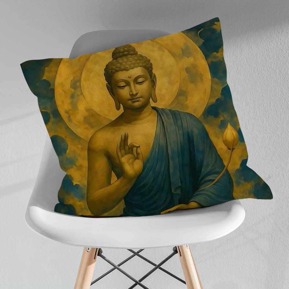 Cartoon Art Buddha Belief Pillow Case For 30x30cm45x45cm55x55cm For Home Bedroom Decoration And Protector