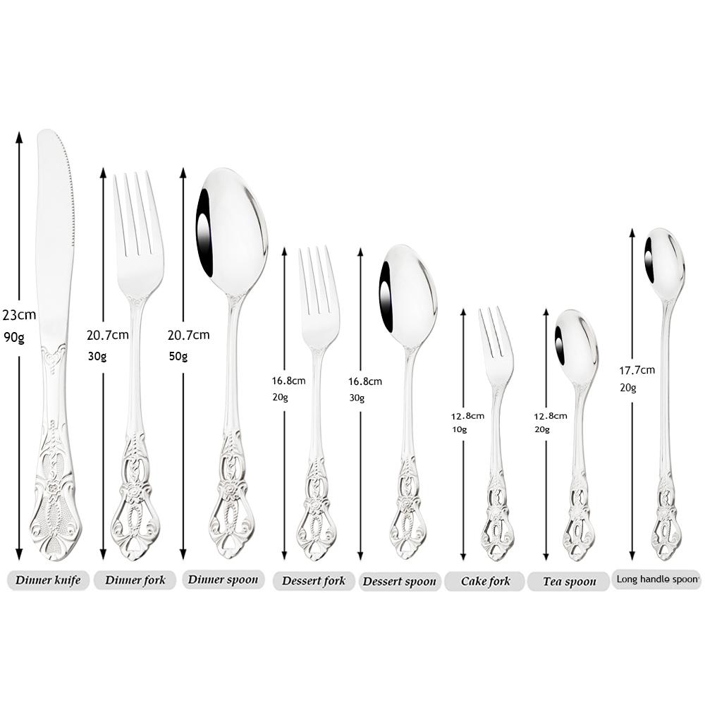 Service de vaisselle Vintage en argent, en acier inoxydable, couteau Royal, fourchette à thé, cuillère à café, argenterie, service de table occidental, 1 pièce