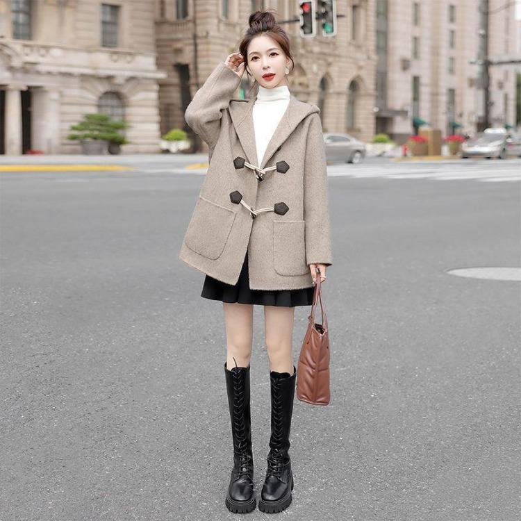 New Autumn Winter Women Wool Coat Short Hooded Small Versatile Warm Feeling