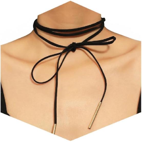 Fesciory Schwarze Halskette für Damen, Verstellbarer Täglicher Goth Schmuck Geschenk | Verstellbare Passform, Enganliegende Schwarze Halskette, Spitze Samt Perlen oder Anhänger