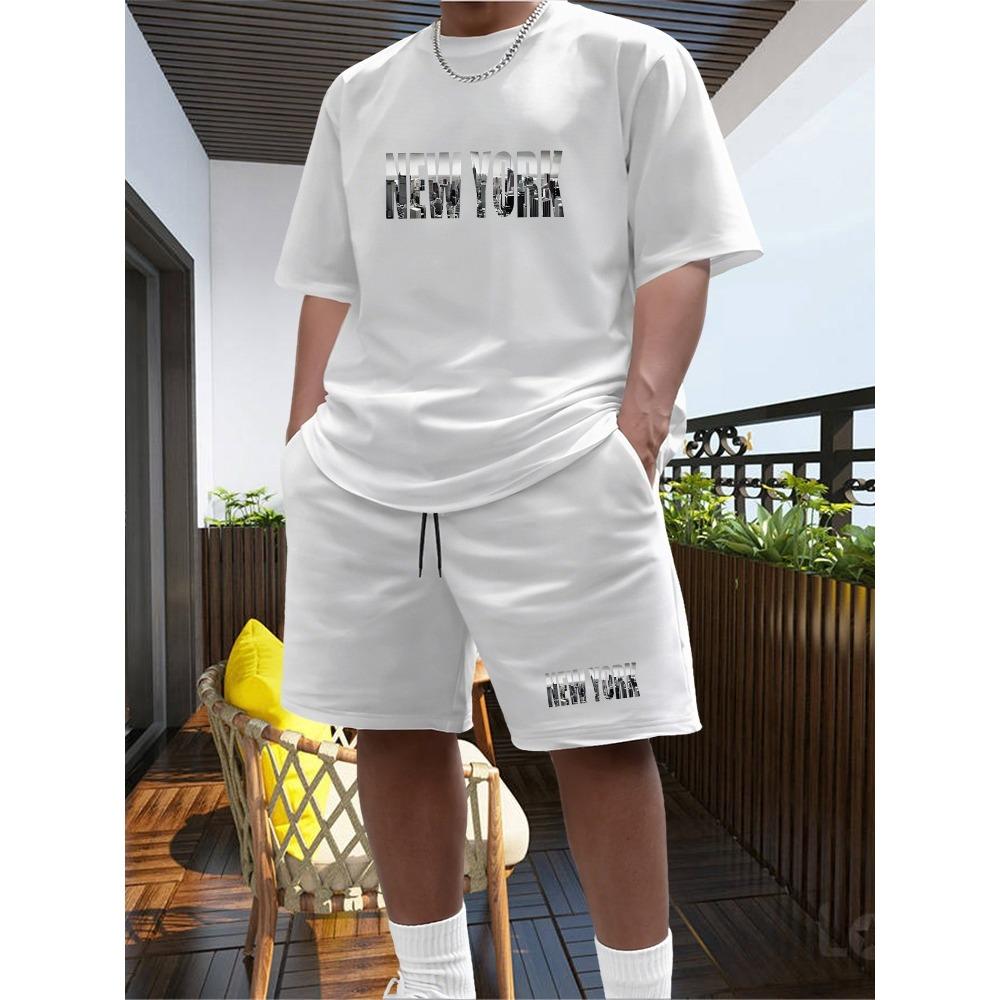Summer Sportswear Men's Suit Fashion Two Piece Sports Fitness Running Casual Quick Drying Short Sleeved Shorts Set Men