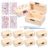 10Pcs Wooden Jewelry Box DIY Unfinished Keepsake Box with Lid DIY Mini Jewelry Shell Storage Boxes for Girls Boys Birthday Gifts