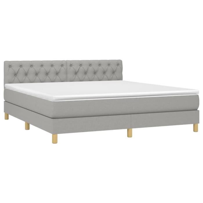 3140865 vidaXL Divan Bed with Mattress Light Grey 160x200cm Fabric