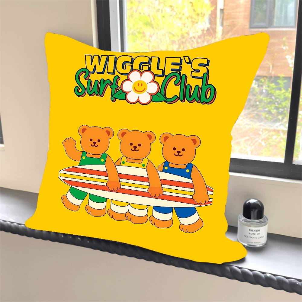1PC W-Wiggle Wiggles Smile Flower Pillow Case Square  Bedroom Sofa Leisure Comfort Cushion Car Home Decoration Pillowcase 40x40