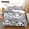 3D Panda Duvet Cover Set King Size Cute Panda Bamboo Bedding Set Black White Bear Polyester Quilt Cover For Boy Kid For Bedroom