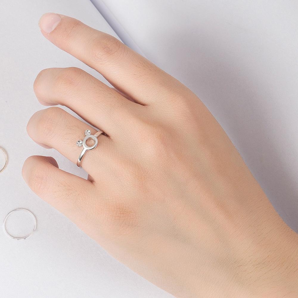 Bague Mickey Mignonne Polyvalente Bague en Cuivre Blanc Plaqué Or Rhodium Épais Bague Bijoux Simples en Argent