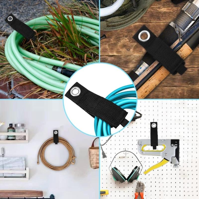 Hook-and-Loop Extension Cord Organizer Wraps, Set of 6 with Eyelet Ends for Gathering Coiled Cables After Use and Keeping Storage Areas Neater