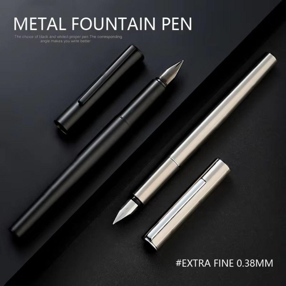 Black Silver Extra Fine Pen Smooth Writing Calligraphy Pens Fountain Pen  Business Office