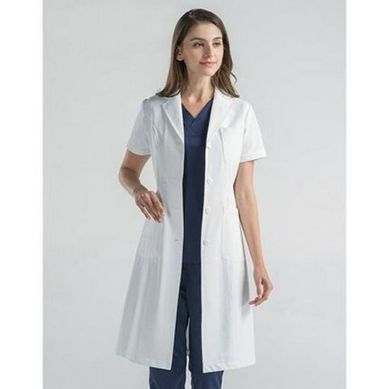 Women's Long-Sleeve White Lab Coat and Short-Sleeve Nurse Uniform