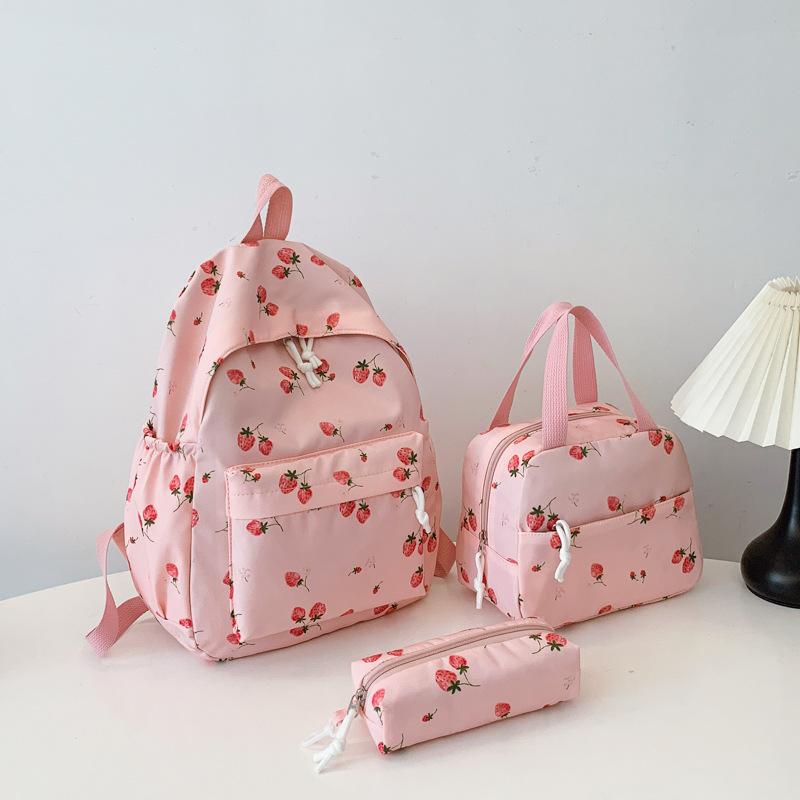 Cherry Backpack Japanese Style Fruit Print Lightweight School Bag for Middle School Girls Casual Travel