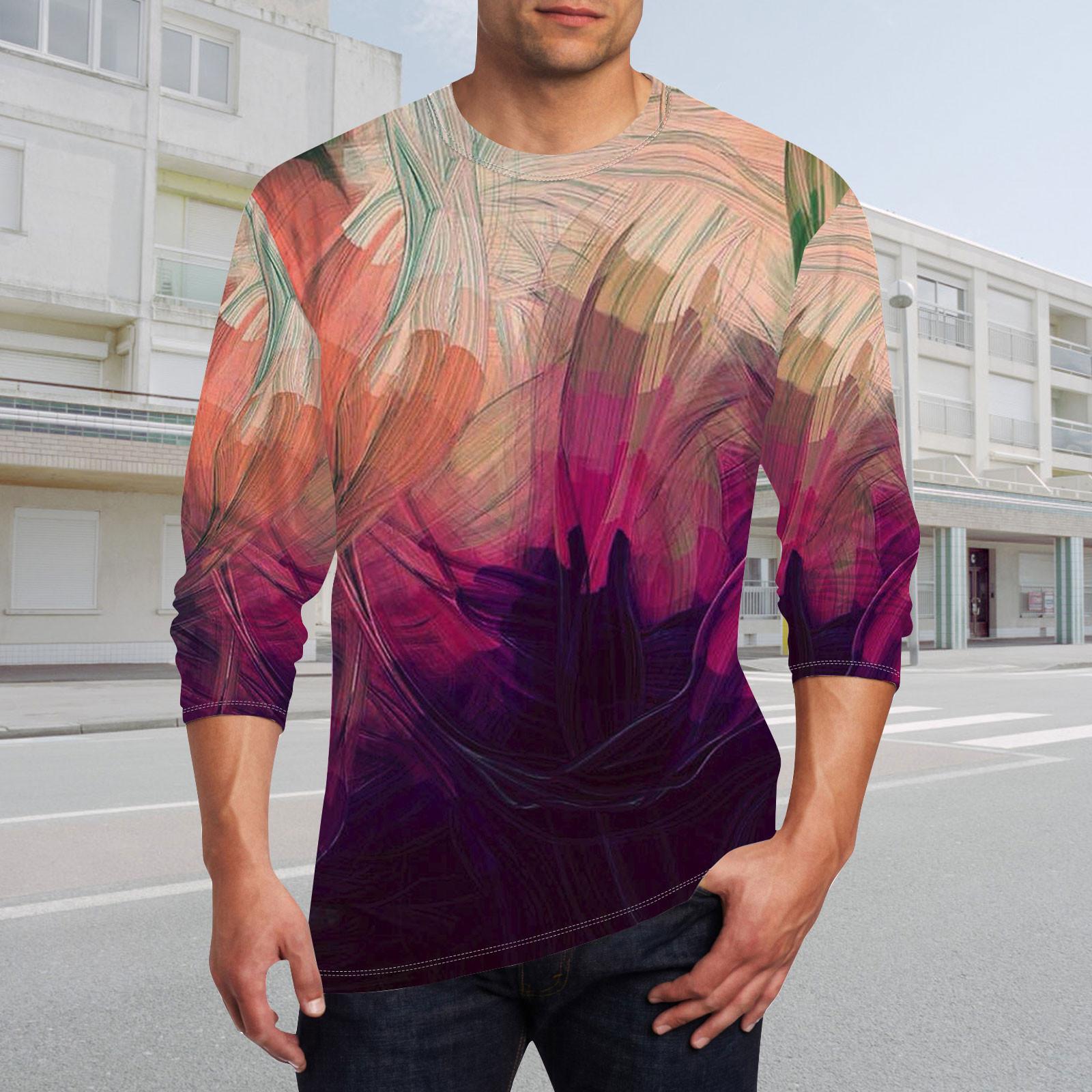 Муж. Футболка Круглый вырез Одежда Одежда На открытом воздухе Длинный рукав С принтом — фото 6