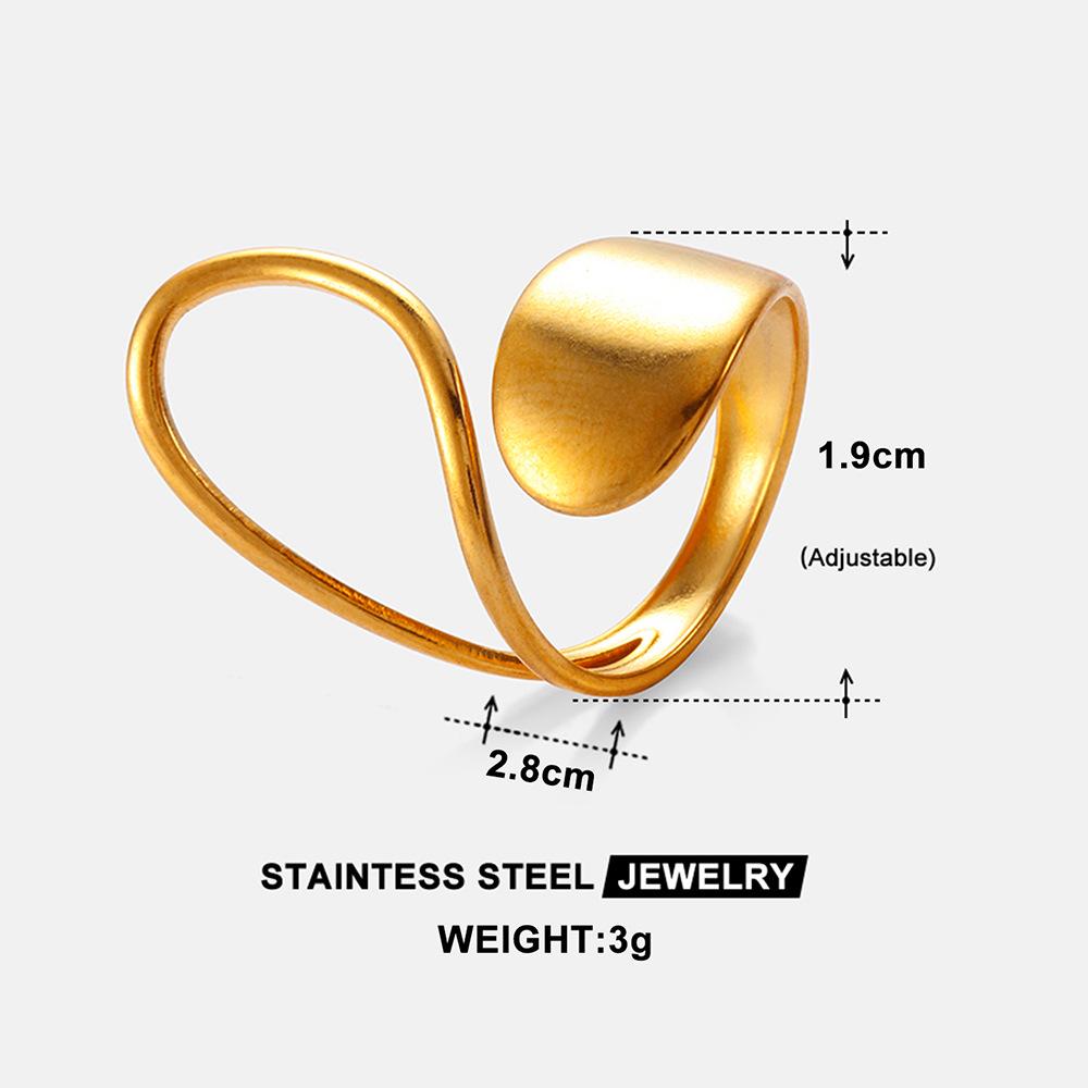 Trendy Women's 18K Gold Open Geometric Waterdrop Stainless Steel Ring