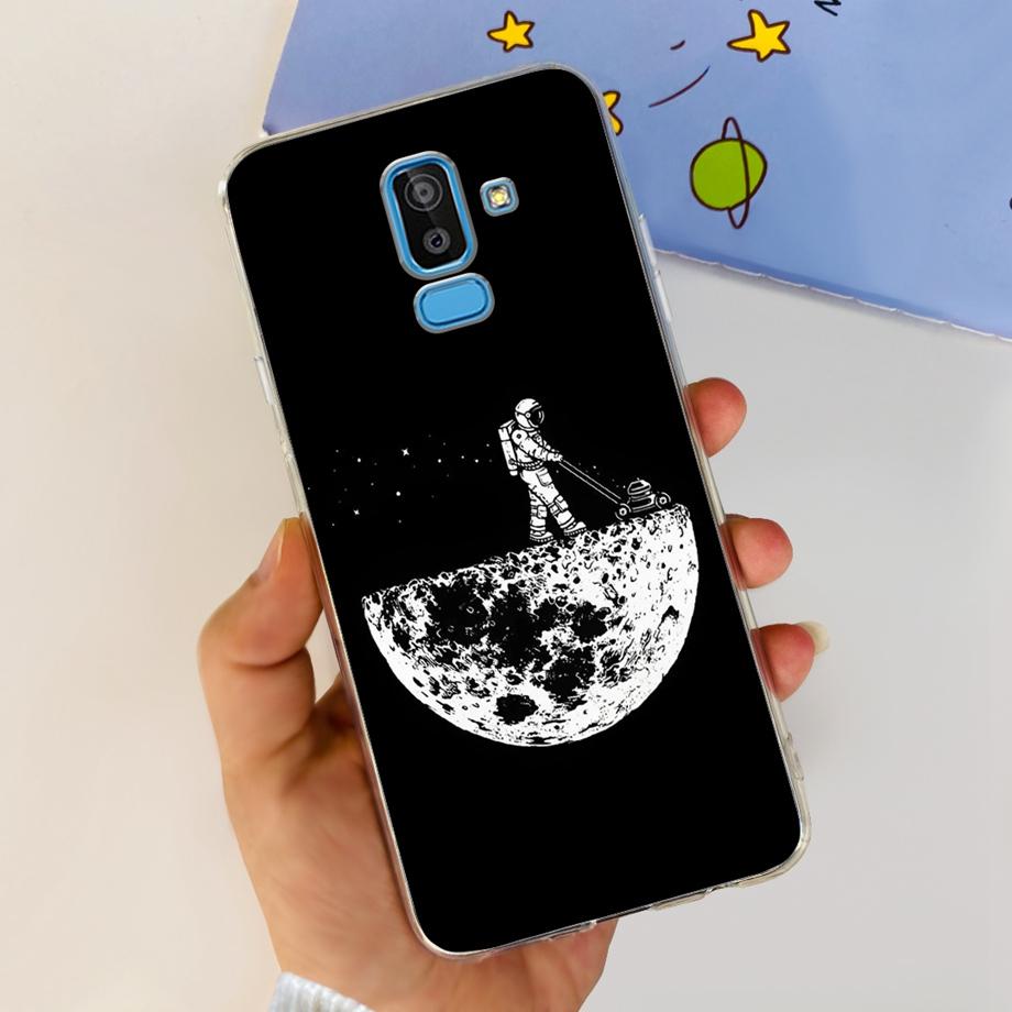 Funda Coque For Samsung Galaxy J8 J810F Cover Case Cartoon Cat Skull Back Shell For Samsung J8 2018 Soft Clear Silicone TPU Capa