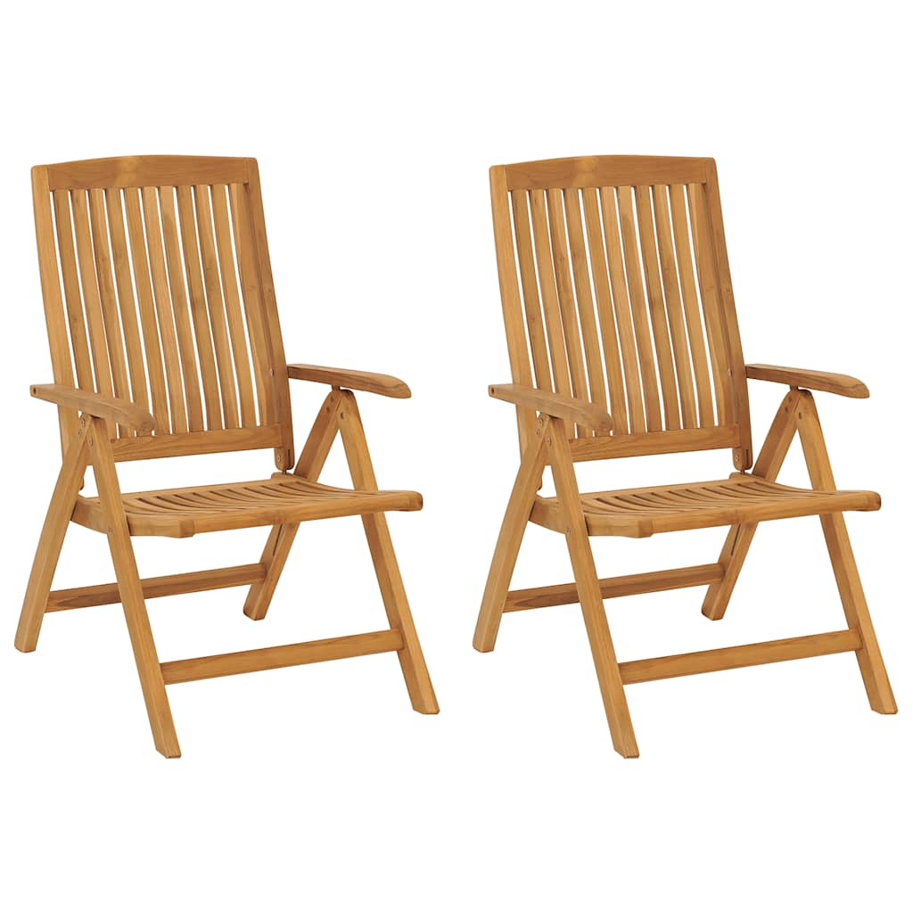 Sillas de Jardín 2 uds Ajustables Madera Maciza de Teca