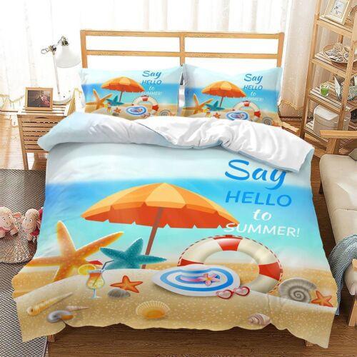 Beach Vacation Coconut Tree Print Duvet Cover Quilt Cover Pillowcase Bedding Set