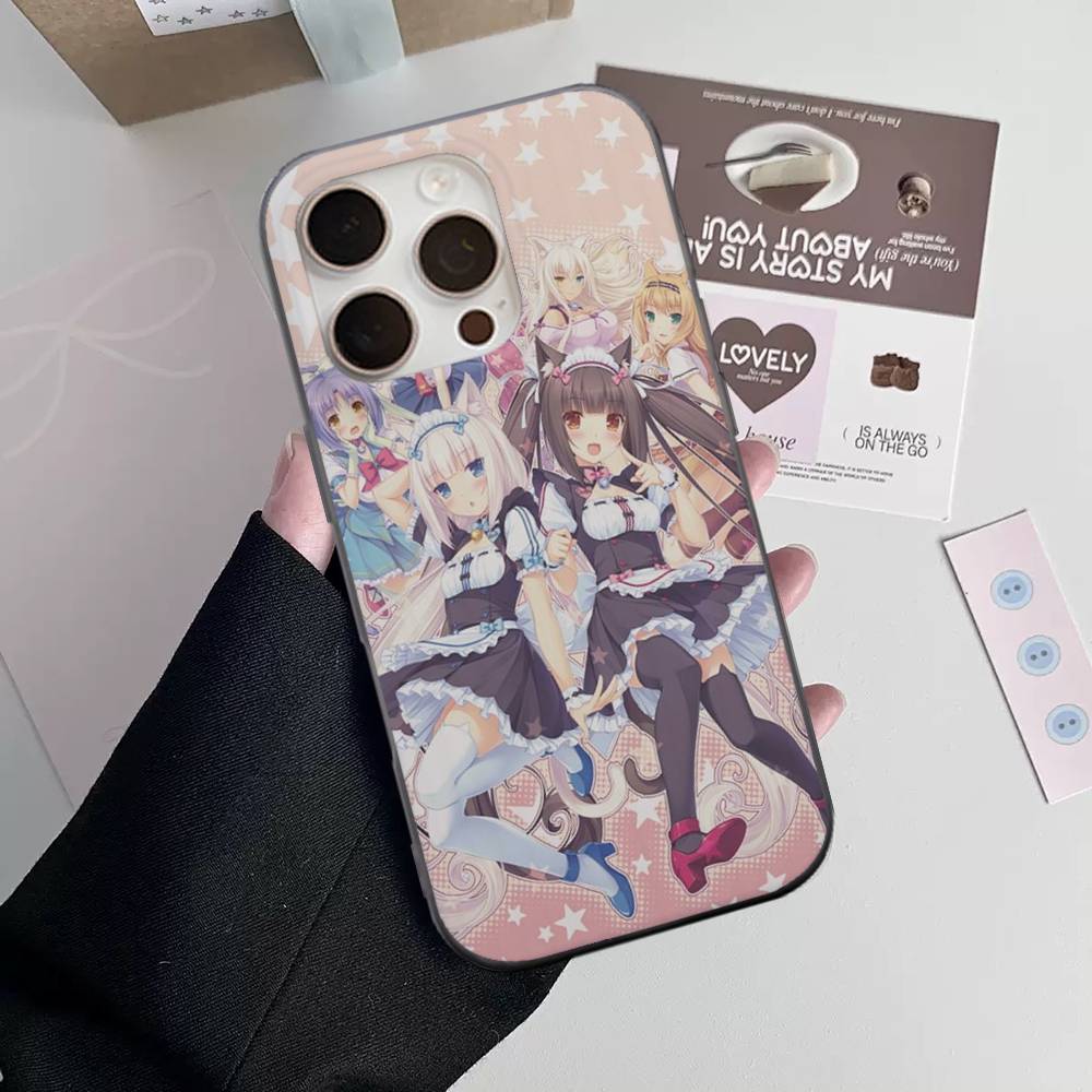 Chocola Nekopara For IPhone 16 15 14 13 12 11 17 Pro Max Plus Wave Corrugated Phone Case Anti Drop Cover