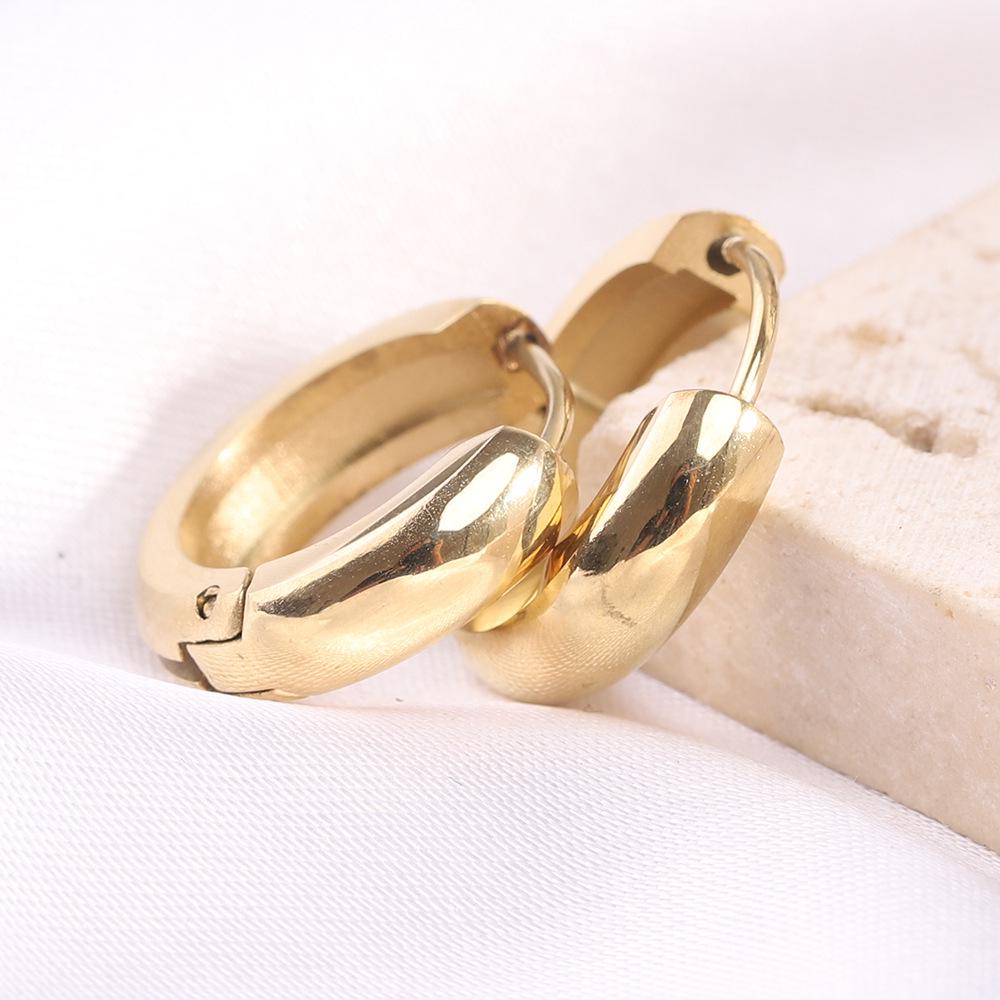 14K Gold Stainless Steel C-Shaped Half-Moon Earrings for Women