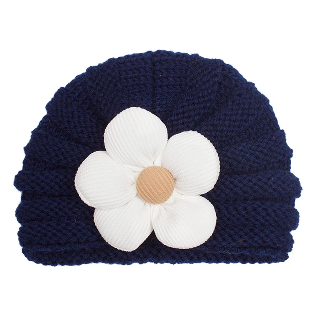 Winter Baby Knitted Floral Hat: Multicolor Wool Hat for Girls