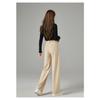 Women's High Waist Straight Leg Long Pants Wool Blend Loose Fit Casual Trousers