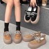 Frosted leather bread shoes spring and autumn ins tide thick sole ugly cute casual board shoes