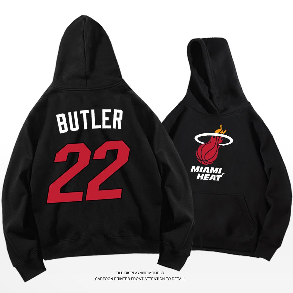 Miami Heat Butler No. 22 hooded sweater fall trendy loose plus size basketball sports jacket XXS