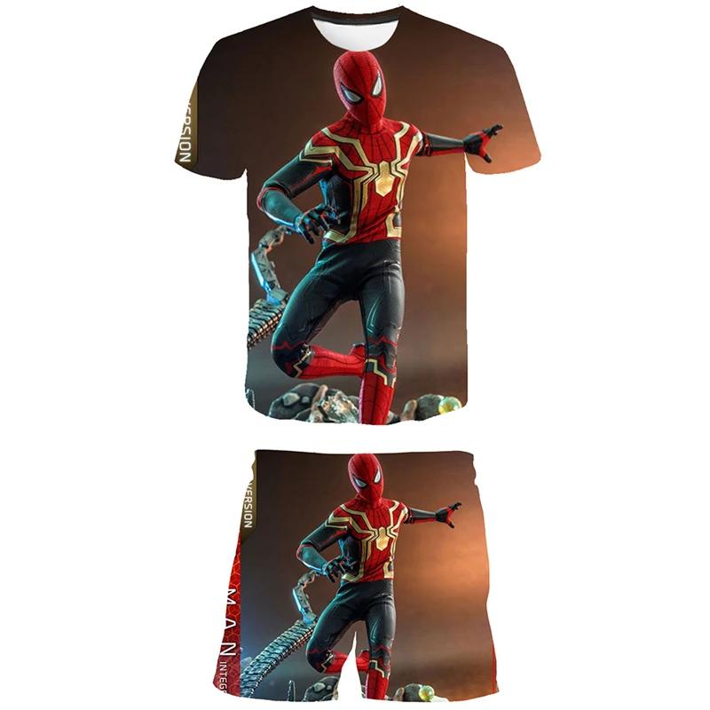 

Girls Summer Marvel Tshirt Set Avengers Print Superhero Clothes Hulk Iron Kids Short Sleeve & Pants 2 Piece 140