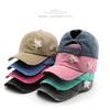 Vintage Star Embroidery Baseball Cap Adjustable Outdoor Snapback Hat Washed Cotton Hollow Out Tail High Ponytail Hip Hop Hats