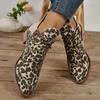 Western Boots for Women Autumn Retro Leopard Print Women's Boots Comfortable Low Heel Large Size Ladies Shoes