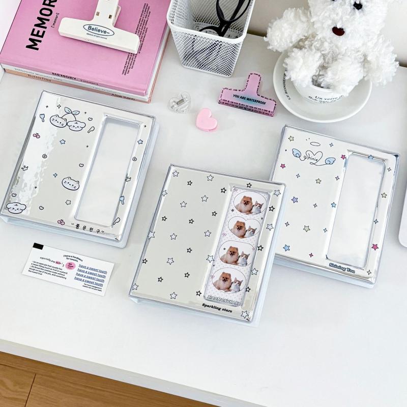 Cartoon 4 Grid Idol Card Photo Booth Album For 40 Pcs 2X6 Inch Photo Strips Bookmark 20 Pcs 4X6 4R Photo Holder