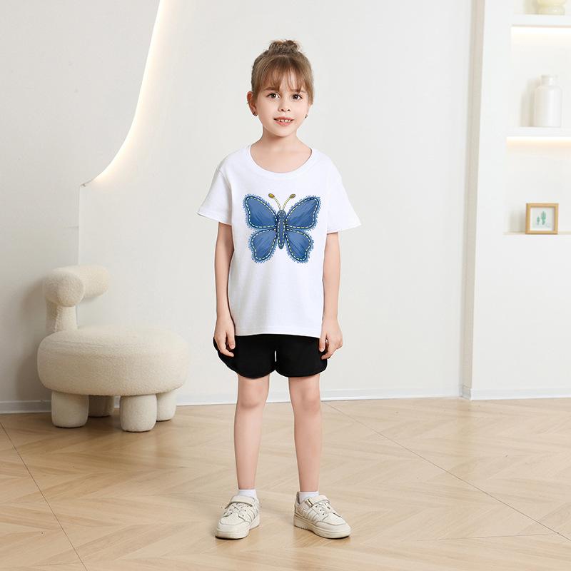 T-shirt décontracté à manches courtes pour enfants - T-shirt d'été ample pour filles avec nœud
