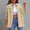 Damska Kurtka Jeansowa z Kapturem Oversize Zniszczona Podarta Jeansowa Kurtka zapinana na guziki Długi Rękaw Jesień Wiosna Odzież Wierzchnia