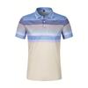 Neues Herren-Freizeit-POLO-Shirt Digitaldruck gestreift Knöpfe Revers Top T-Shirt