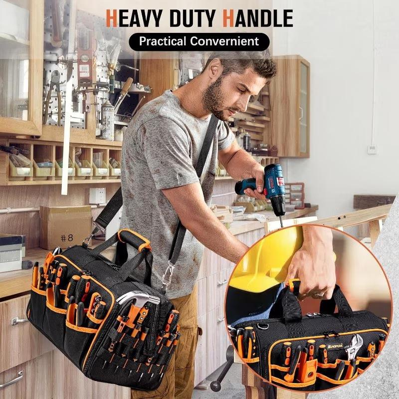 Tool Bag Organizer for Electricians, Heavy Duty Large Capacity Tool Tote with Multi Pockets, Waterproof Durable Work Bag