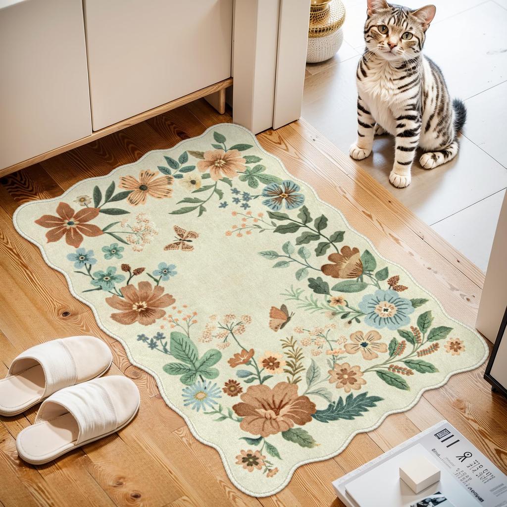 Printed Washable Entrance Carpet, Anti-Slip, Ultra-Thin Door Mat, Indoor Entrance Anti-Stain Small Carpet, Bathroom