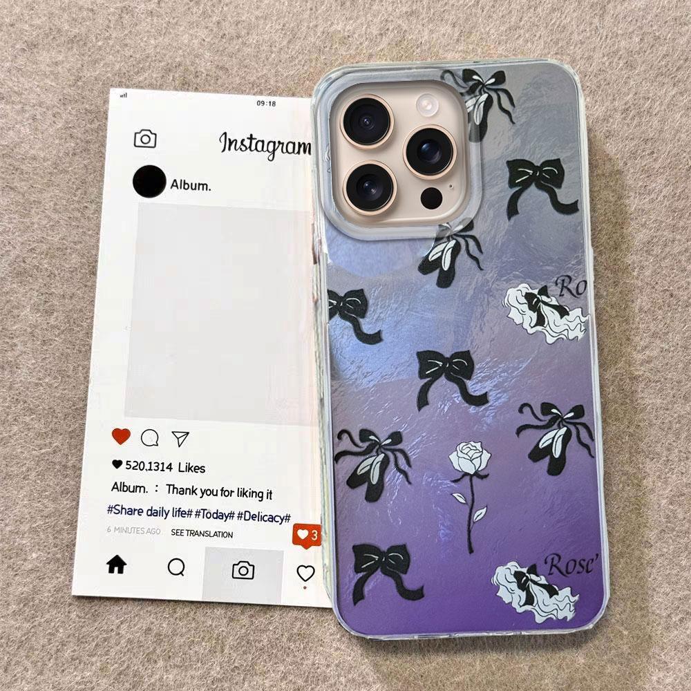 Black Bow Cartoon Animal Phone Cases Phone Case for iphone 16 14 15 Plus 13 Pro Max 7 16e Cute Girls Shell Silicone Back Cover
