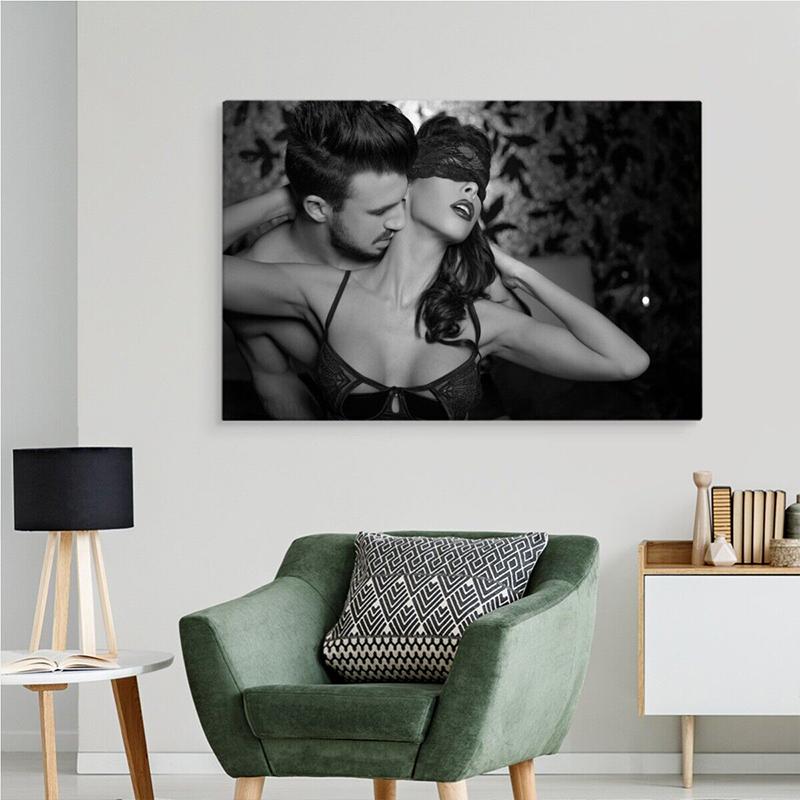 Blanco y Negro Sexy Desnudo Femenino Amantes Figura Lienzo Arte Mural Hotel Póster Impresión Pintura Arte de Pared Imagen Decoración Hogar Dormitorio