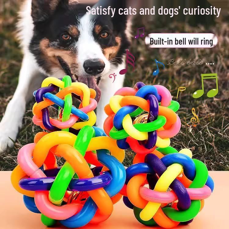 Newcomer Dog Toy: Bite-Resistant Colorful Bell Ball for Teething Puppies