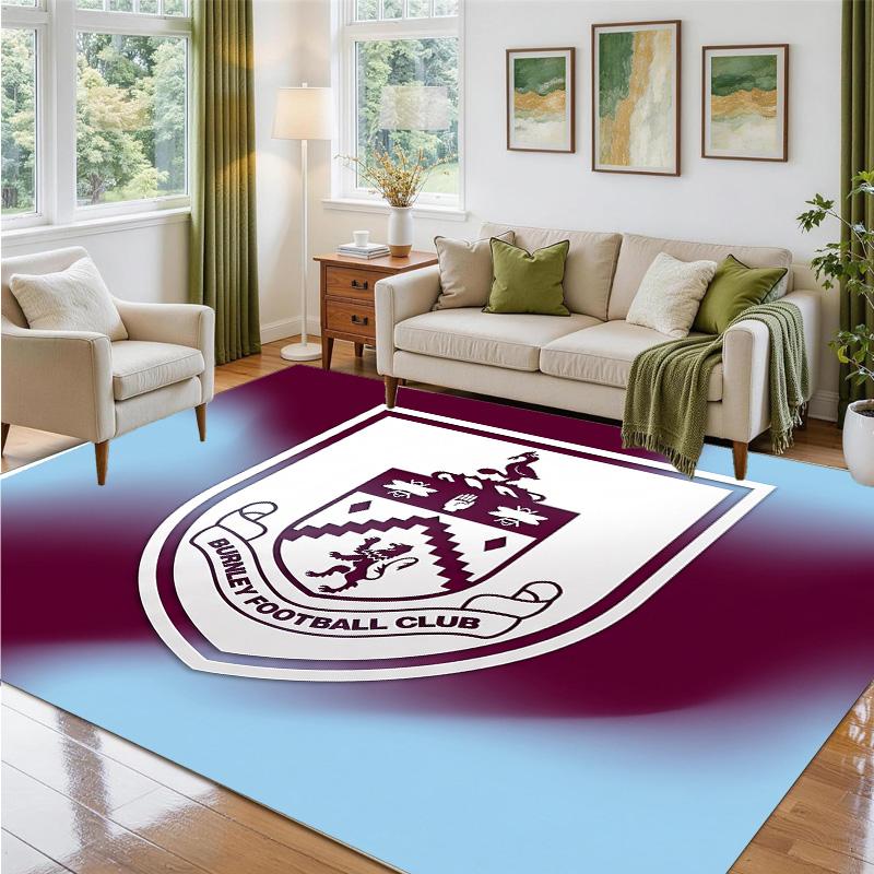 Burnley Football Design Crystal Velvet Rug Soft Decorative Mat for Bedroom Entrance