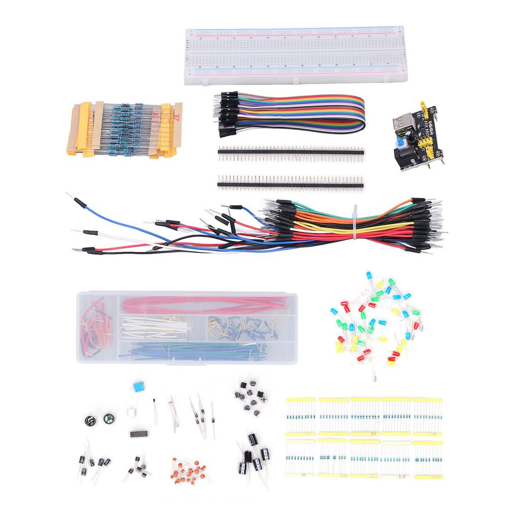Electronic Starter Kit Solderless Jumper Wires Resistor Assortment Capacitors LED Set for STM32