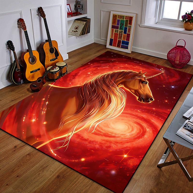 Fiery Cosmic Unicorn Patterned Carpet a Non Slip Rug Suitable for All Seasons and Any Setting, Gift