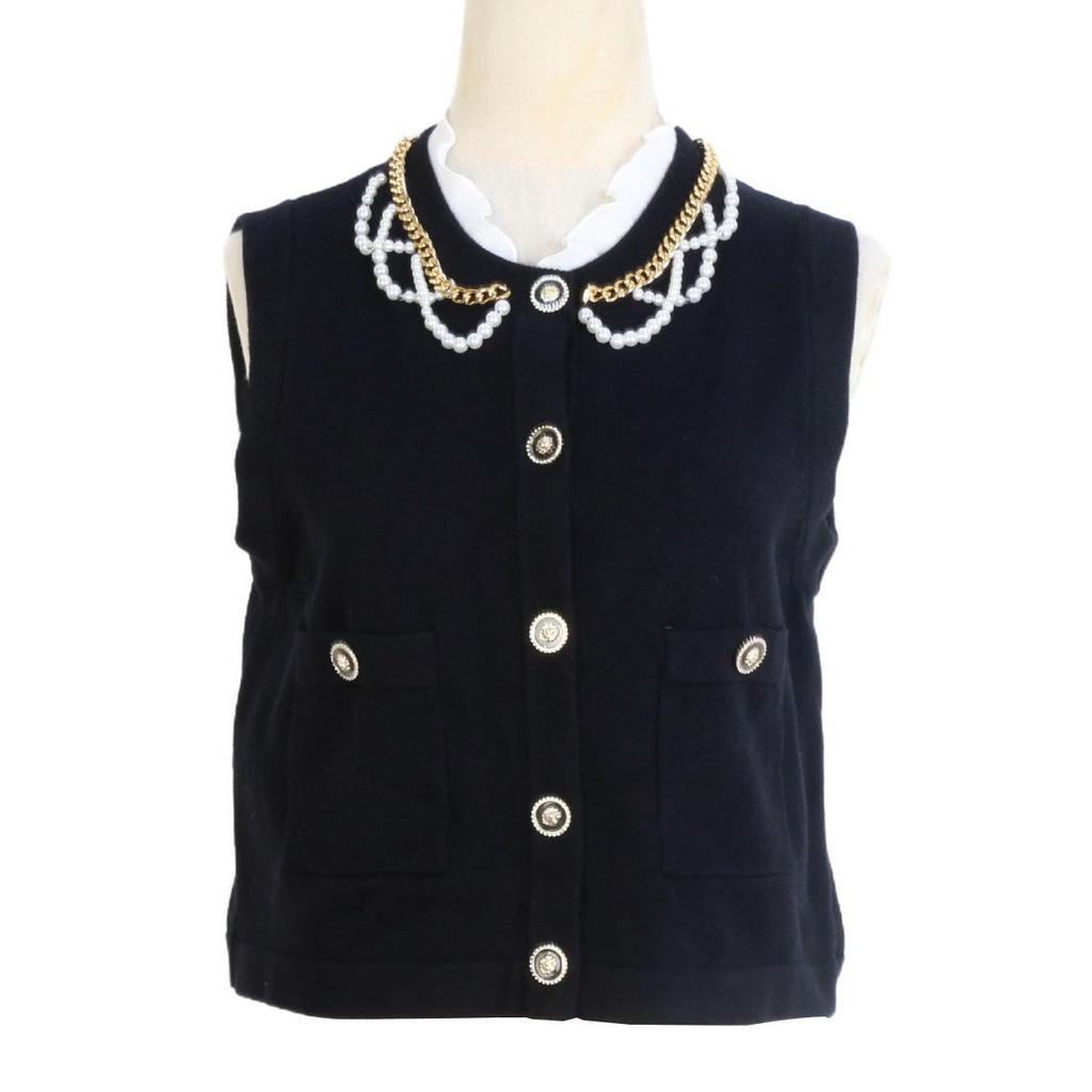 Lafite Home Elegant Sleeveless Knitted Top for Women - Versatile, Slimming, Fragrant European Style for Spring and Autumn