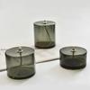 1PC Table Candle Rustic Oil Lamp with Wick Home Decoration Grey Green Cylindrical Transparent Glass Candlestick Christmas Dinner