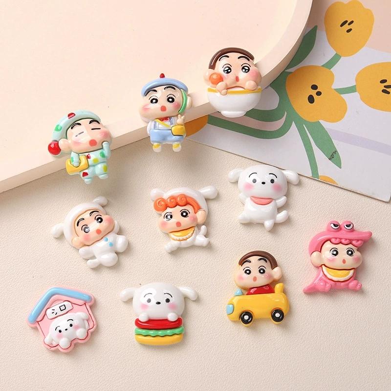 10pcs/set Cartoon Crayon Shin-chan Anime Model Pajamas COS Resin Accessories Cream Glue Phone Case Refrigerator Material Patch