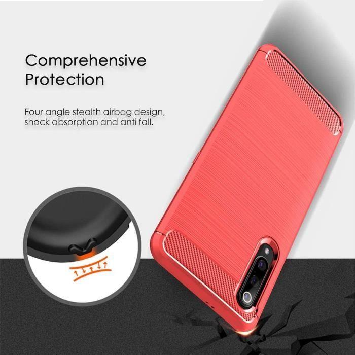 Coque de Protection - PROSHOP - Samsung Galaxy A70 - Souple - Fibre de carbone - Rouge