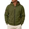 Men's Casual Long Sleeve Hooded Zip-Up Sweatshirt with Multiple Pockets and