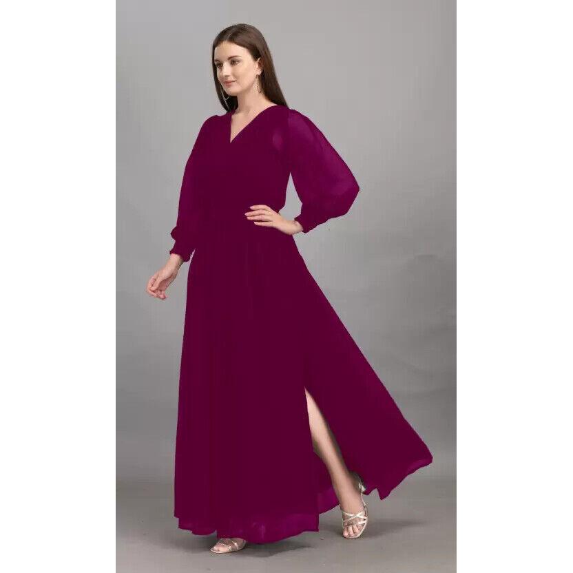 Damen Designer Georgette Genähtes Ausgestelltes/A-Linien-Kleid Kurta Oberteil Tunika Kurti Kleid VF-1866c