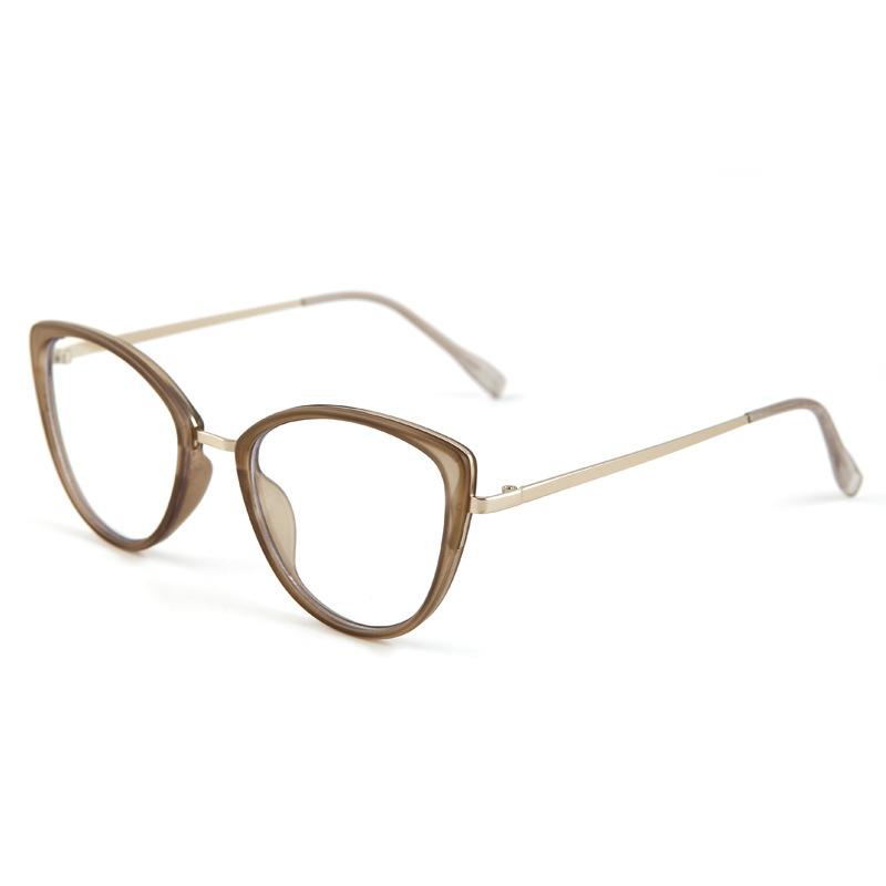 Trendy cat-eye photochromic anti-blue light glasses for women with round faces, making them look slimmer without makeup; also available as plain